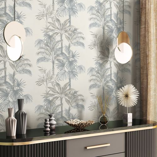 Vliestapete-Dschungel-Palmen-Beige-Grau-82455-63223270