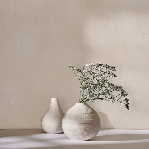 Non-woven wallpaper plaster look plain beige cream 82472