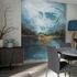 Non-woven wallpaper abstract art face blue beige 35497 2