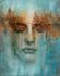 Non-woven wallpaper abstract art face blue grey 35498 3