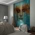 Non-woven wallpaper abstract art face blue grey 35498 1