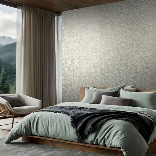 Non-woven wallpaper floral blue gold metallic 35532
