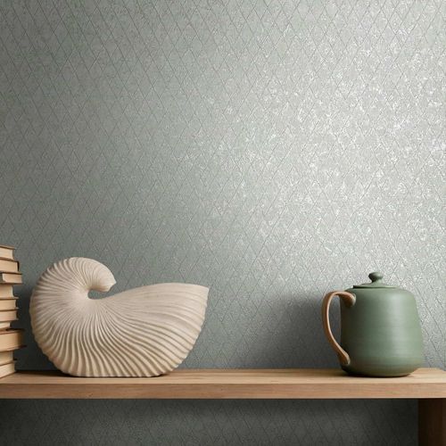 Non-woven wallpaper diamond grey silver metallic 35536