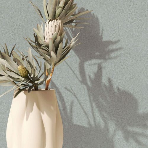 Non-woven wallpaper concrete look green grey 35543