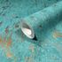 Non-woven wallpaper plaster look turquoise gold 35164 3
