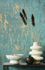 Non-woven wallpaper plaster look turquoise gold 35164 1
