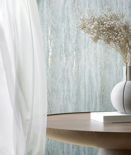 Non-woven wallpaper Shabby Urban Blue White Silver 35165