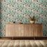 Non-woven wallpaper leaves jungle green pink 81684 1