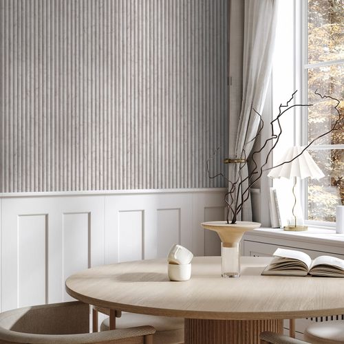 Non-woven wallpaper panels marble look grey white 89004