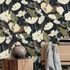 Vliestapete Blumen Vintage Schwarz Creme Grün 10508-15 Raum 1