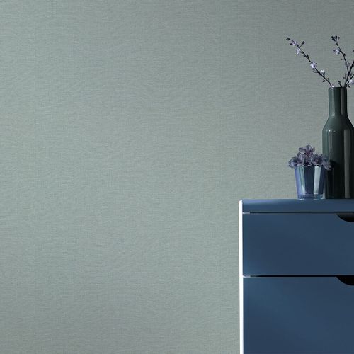 Non-woven wallpaper plain linen look turquoise 10510-18