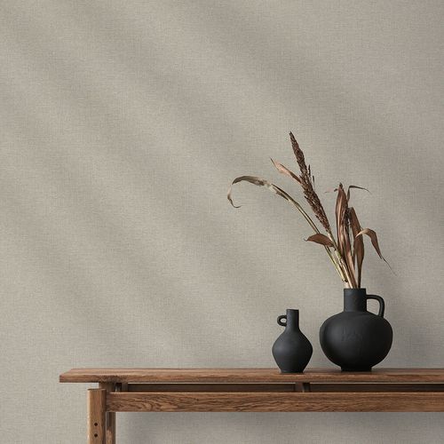 Non-woven wallpaper plain linen look brown grey 10510-37