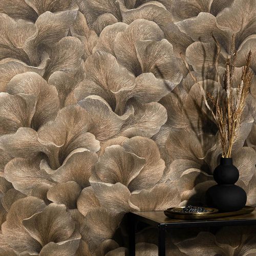 Wallpaper Guido Maria Kretschmer Flowers Brown Metallic