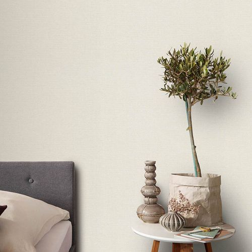 Tapete Guido Maria Kretschmer Leinenoptik Creme Beige Raum