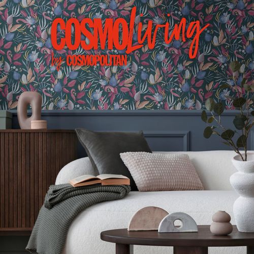 Vliestapete Blätter Blumen Floral Blau Rot 79062-3 COSMOLiving