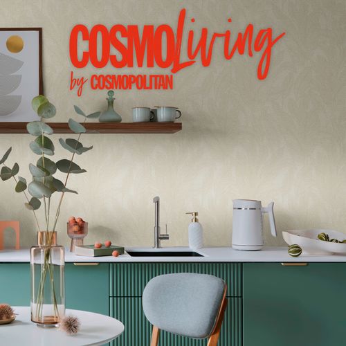 Vliestapete Blattmuster Tropen Creme Grün 79064-1 COSMOLiving