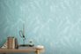Vliestapete Blattmuster Tropen Blau Metallic 79064-3 Raum 4