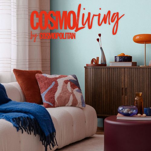 Vliestapete Uni Struktur Blau Gold Metallic 79065-4 COSMOLiving