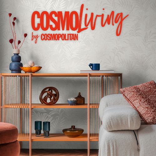Vliestapete Dschungel Blätter Weiß Grau Glanz 79108-1 COSMOLiving