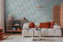 Vliestapete Dschungel Blätter Blau Rosa Glanz 79108-2 Wohnzimmer 6