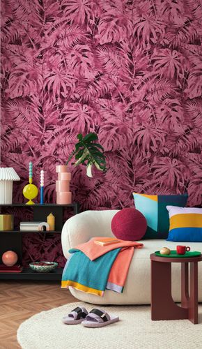 Fototapete Vlies Palmen Blätter Pink Rosa 79145-8 Raum