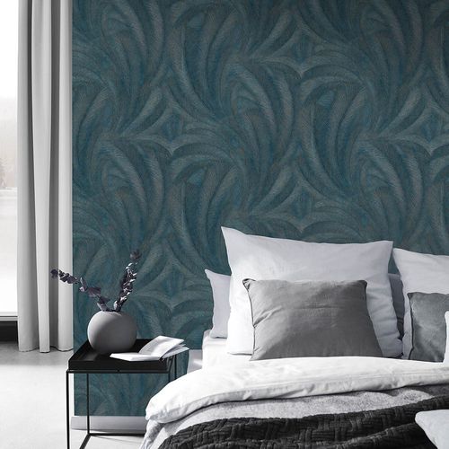 Vliestapete Dschungel Motiv Petrol Silber Metallic 10476-19 Raum