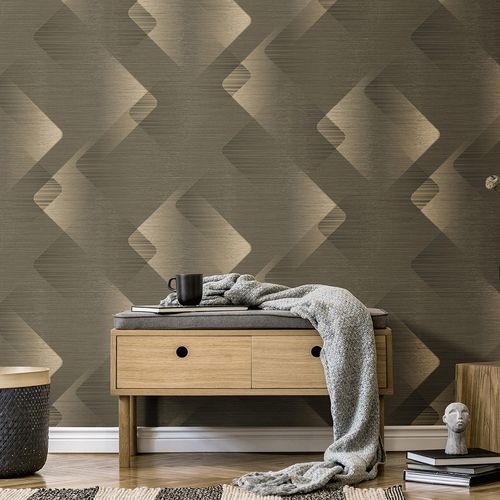 Vliestapete Grafik Metalloptik Grau Gold Metallic 10479-15 Raum