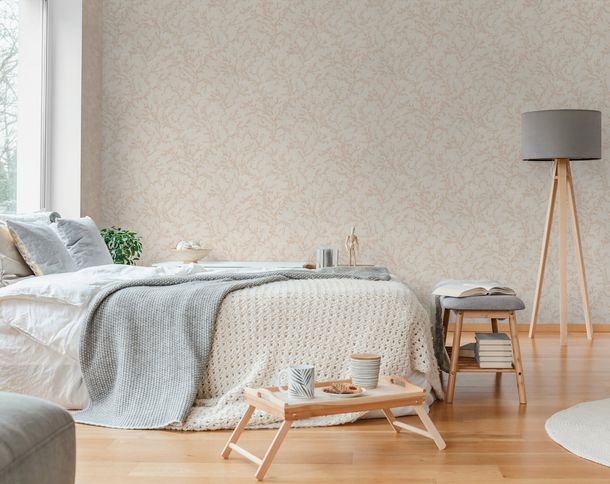 Vliestapete Blätter Ranken Floral Grau Braun 79090-1 Stube