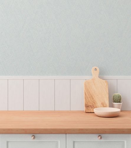 Vliestapete Struktur Fischgrät Motiv Blau Creme 79092-3 Zimmer