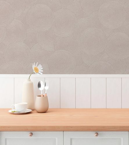 Vliestapete Kreise Grafisch Beige Silber Metallic 79093-5 Wohnzimmer