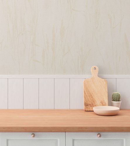 Vliestapete Gräser Motiv Beige Grau Creme Metallic 79094-3 Stube