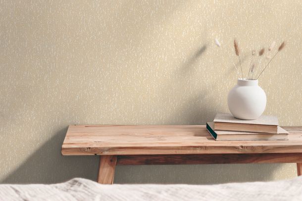 Vliestapete Floral Abstrakt Beige Creme Glitzer 79095-3 Wohnzimmer