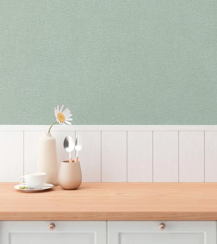 Non-woven wallpaper plain texture light green 79097-2