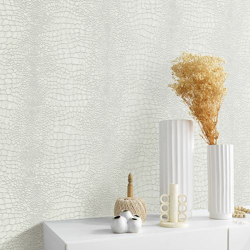 Vliestapete Kroko Optik Creme Grau Metallic 10529-14 Zimmer
