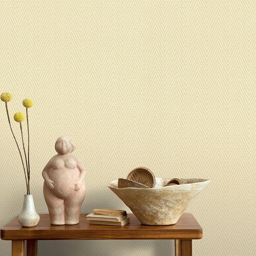 Vliestapete Fischgrät Grafik Gelb Creme 10536-03 Zimmer