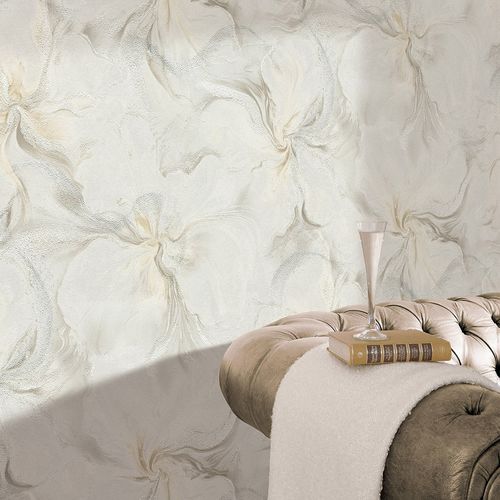 Vliestapete Blumen Braun Grau Silber Glitzer 10514-38 Raum