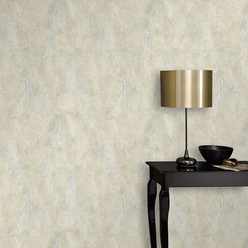 Non-woven wallpaper wood tile cream beige metallic 10439-02
