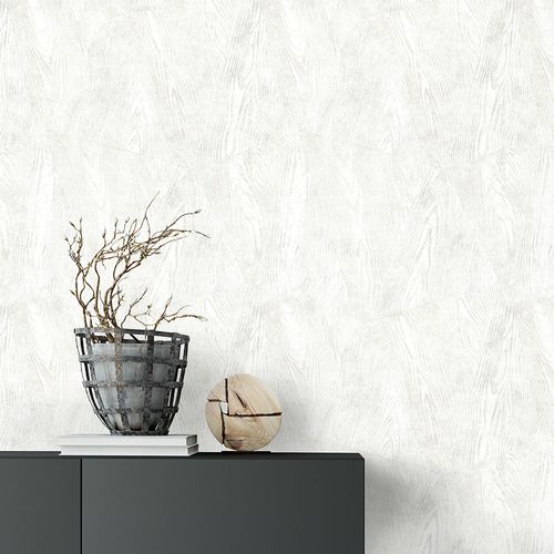 Non-woven wallpaper wood tile grey silver metallic 10439-31
