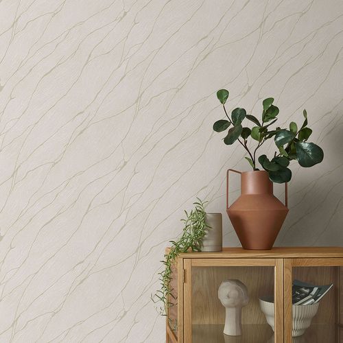 Non-woven wallpaper marble look light grey beige 10440-32