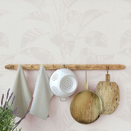 Non-woven wallpaper Tropical Leaves Cream Grey 10459-14