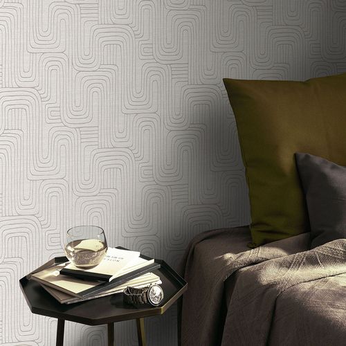 Vliestapete Abstrakt Grafik Creme Beige Metallic 10461-02 Zimmer
