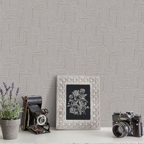 Non-woven wallpaper abstract graphic brown grey 10461-11