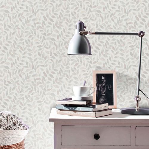 Vliestapete Floral Blätter Weiß Beige Grau 10462-10 Zimmer