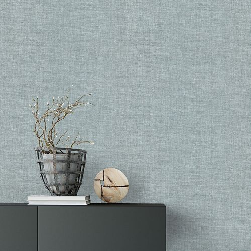 Non-woven wallpaper plain textured blue-green 10463-19