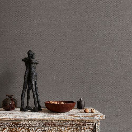 Non-woven wallpaper plain textured dark brown 10463-33