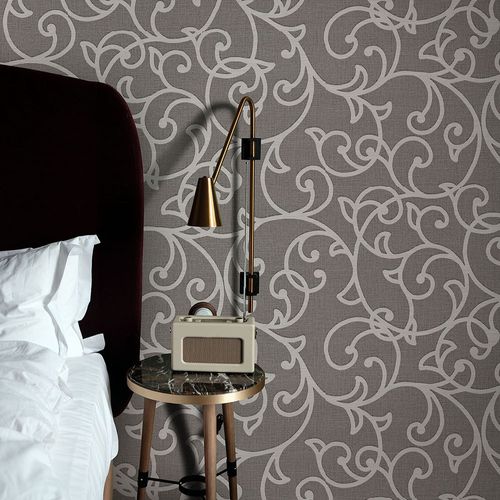 Non-woven wallpaper ornaments brown cream metallic 10467-11