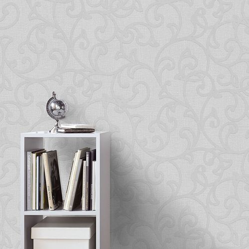 Non-woven wallpaper ornaments grey silver metallic 10467-31