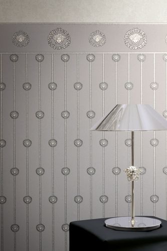 Vliestapete Versace Steifen Grau Silber Metallic 79131-3 Zimmer
