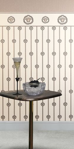 Vliestapete Versace Steifen Creme Beige Metallic 79131-5 Zimmer