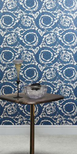 Vliestapete Versace Blumen Creme Dunkelblau 79135-4 Zimmer